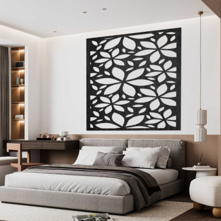 Fából készült fali dekoráció virágok négyzet- SAJFO