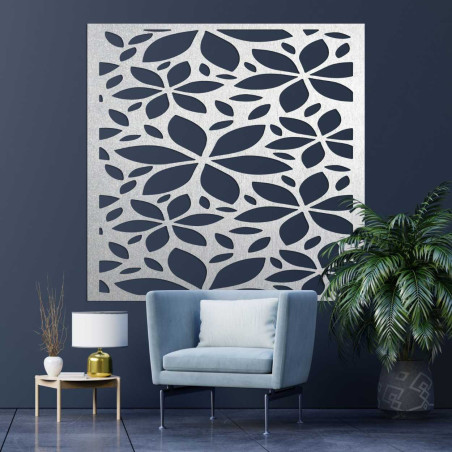 Fából készült fali dekoráció virágok négyzet- SAJFO