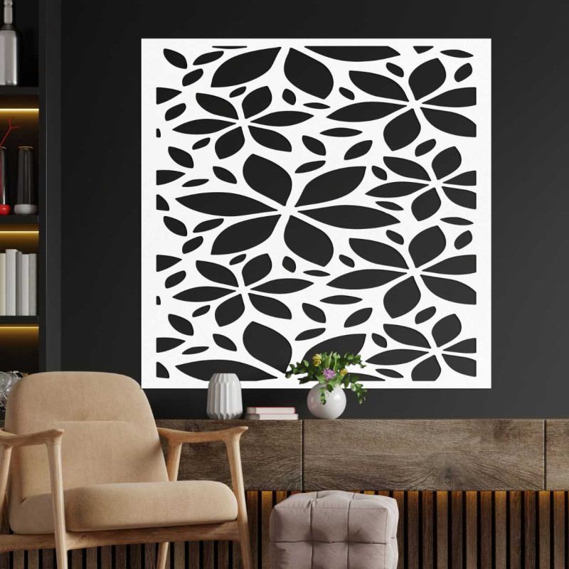 Fából készült fali dekoráció virágok négyzet-...