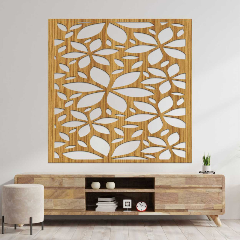 Fából készült virágos kép négyzet - BOTANICA