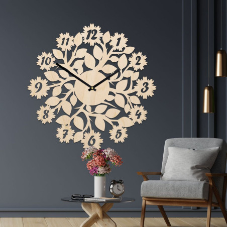 stílusos óra számokkal, virágokkal