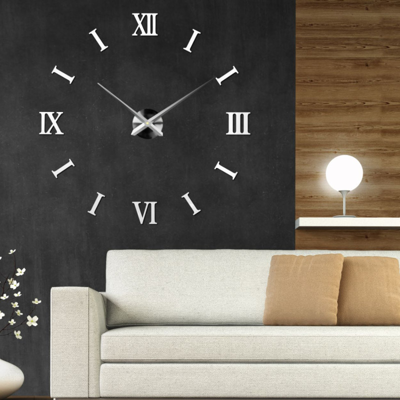 Fehér, öntapadós óra 3D hatással, amely szerszámok és fúrás nélkül felszerelhető.