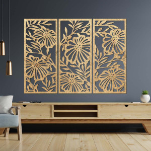 Kézzel faragott fa kép - természetes díszítéssel