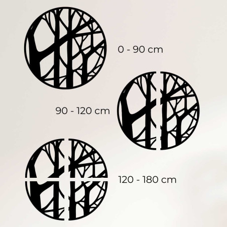 A fa dekoráció méretei centiméterben vannak megadva.