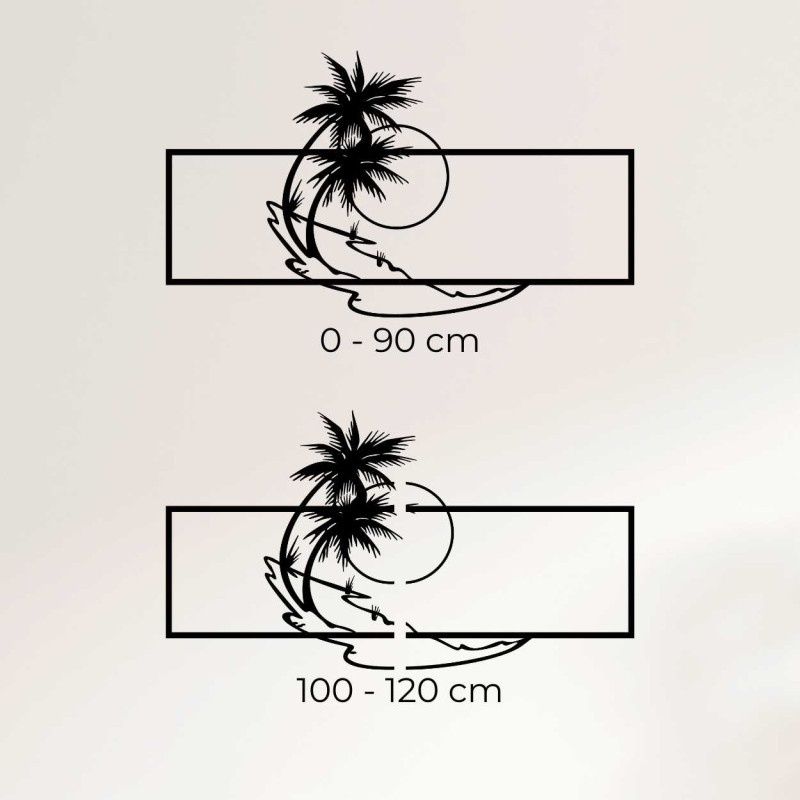 Fa dekoratív panel pálmafákkal és naplementével...