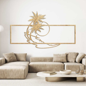 Trópusi táj két pálmafával és az óceán lágy vonalaival. 2