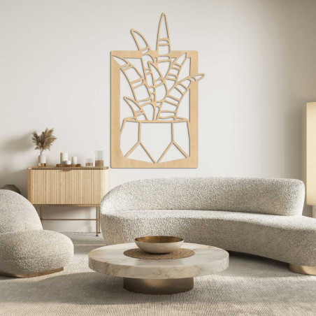 Rusztikus fa dekoráció finom szobanövény motívumokkal