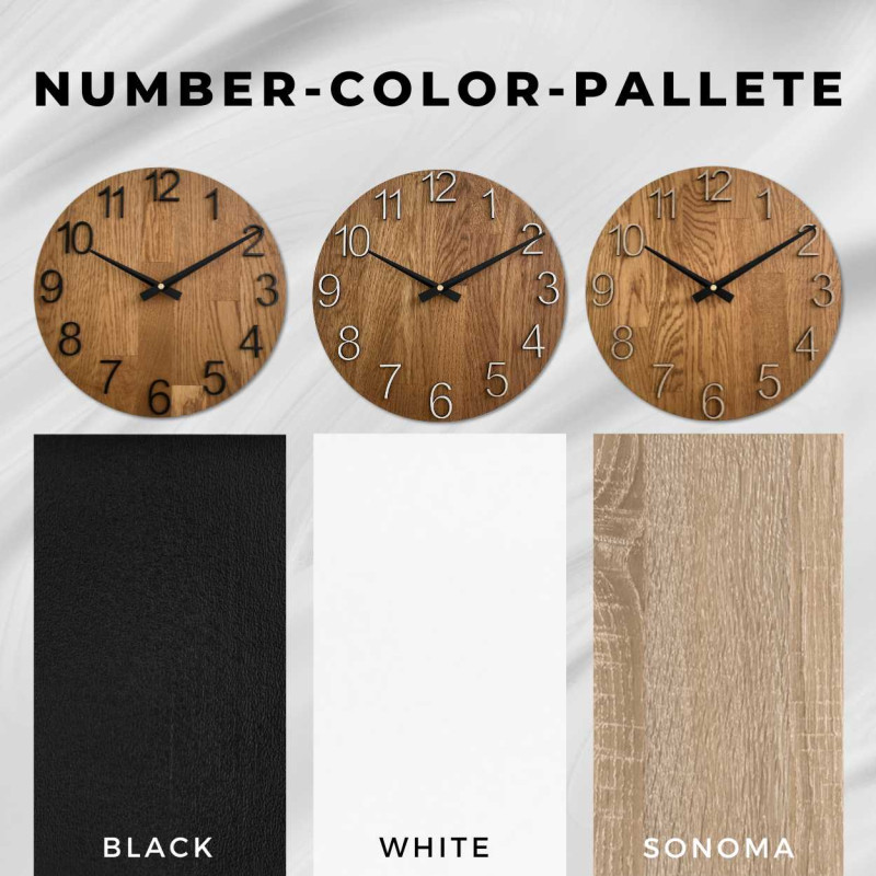 Egy letisztult és egyszerű megjelenésű, fából készült óra számlapjának felvétele.