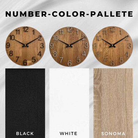 Egy letisztult és egyszerű megjelenésű, fából készült óra számlapjának felvétele.