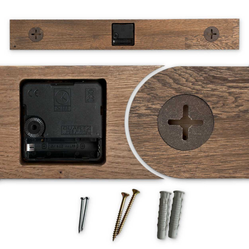 Elegáns, fekete színű, fából készült falióra -...