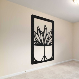 Nagyméretű, fából készült fali dekoráció természetes kaktusz motívummal