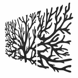 Háromrészes festmény, ágdíszítés - Modern faágak a falon 2