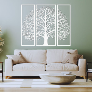 Életfa faldekoráció: természetes minta három részben