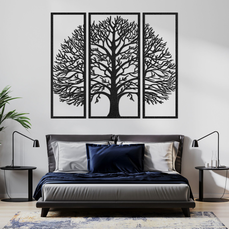 Életfa - Modern, 3 paneles fa falikép