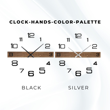 Nagyméretű, fából készült falióra jellegzetes fekete mutatókkal és különálló számokkal.