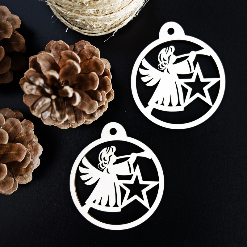 Karácsonyi dísz fából - Angyal, méret: 79x90 mm