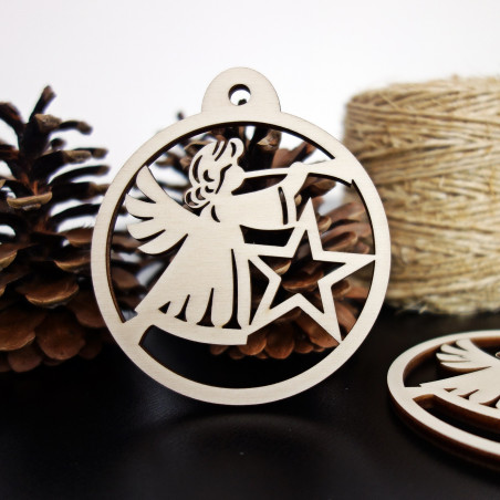 Karácsonyi dísz fából - Angyal, méret: 79x90 mm