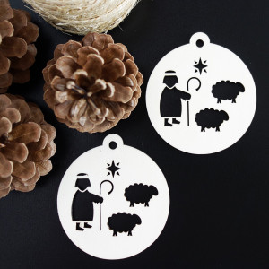 Karácsonyfadísz fából - Pásztor, méret: 79x90 mm