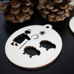 Karácsonyfadísz fából - Pásztor, méret: 79x90 mm 2