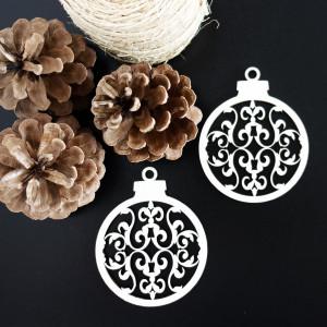 Fa dísz - karácsonyfagolyó, méret: 79x90 mm