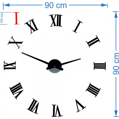 Öntapadós falióra római 2D plexiüvegből Öntapadós falióra római 2D plexiüvegből