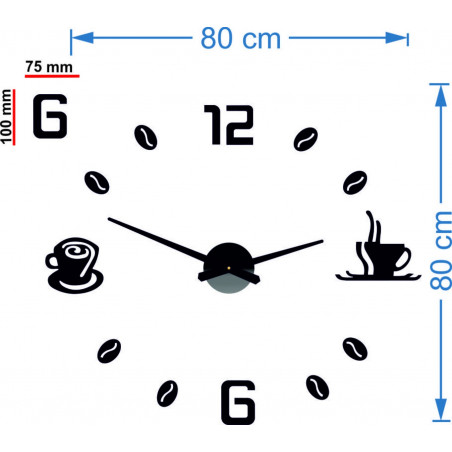 Nagyméretű falióra ragasztó COFFE PLEXI