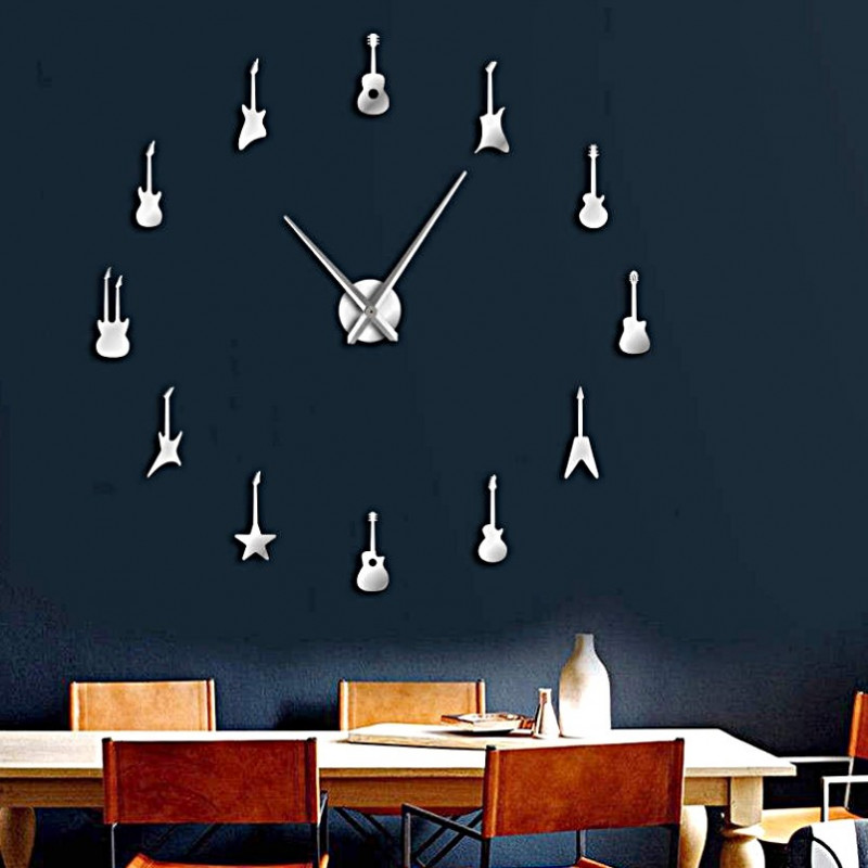 Falióra gitár modern matrica tükör óra DIY GUITAR
