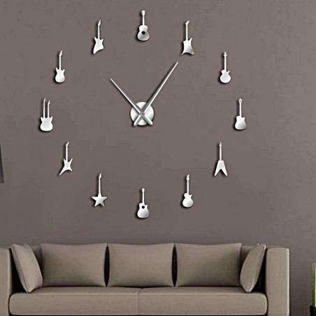 Falióra gitár Modern matrica tükör óra DIY GUITAR