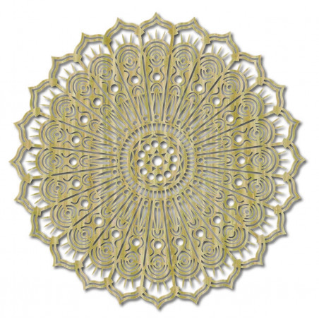 Mandala békevirág fa falfestmény rétegelt lemezből, SILVIA