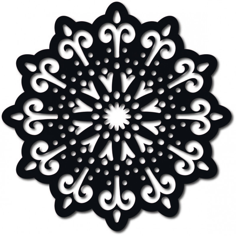 STYLESA modern falfestmény, virágmintás rétegelt lemezből, BELFON, fekete