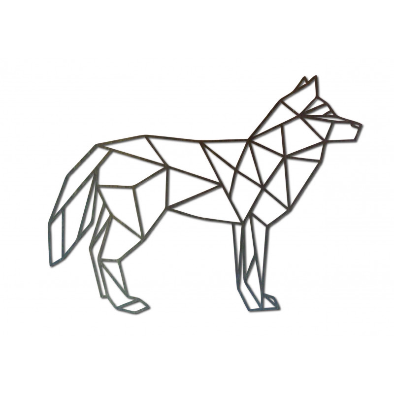 STYLESA faragott rétegelt lemez falfestmény, farkas, PR0231, fekete