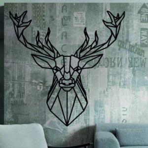 STYLESA faragott fa kép szarvas PR0232 fekete