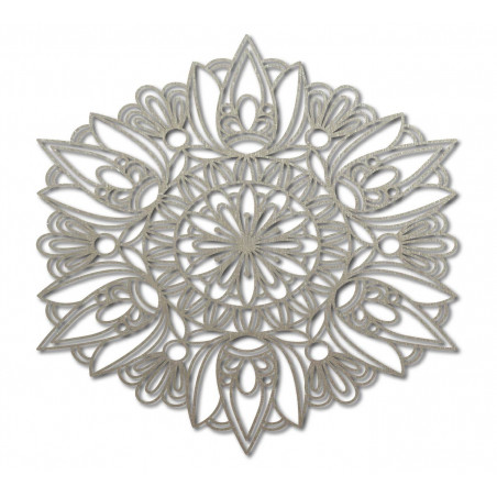 Faragott mandala fa festmény rétegelt lemez falra rózsa