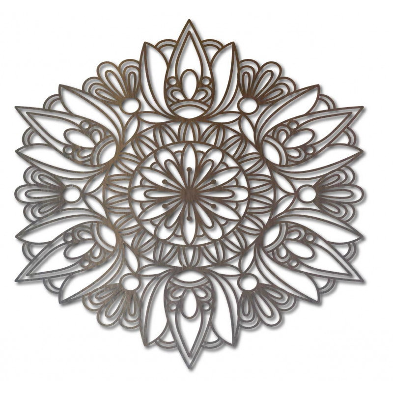 Faragott mandala fa festmény rétegelt lemez falra rózsa