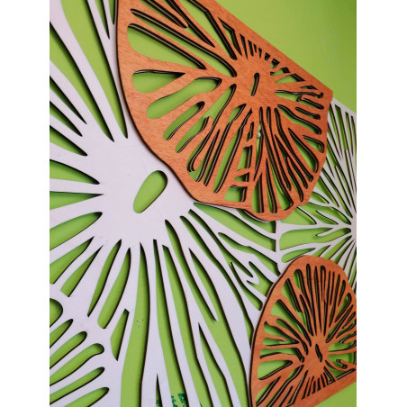 Elegáns fából készült fali dekoráció virágmintával - GENIUS