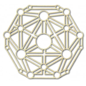 Geometriai kép a falon falemezből faragott 2